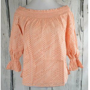 Eva Longoria Off-Shoulder Blouses Top Shirt Eyelet